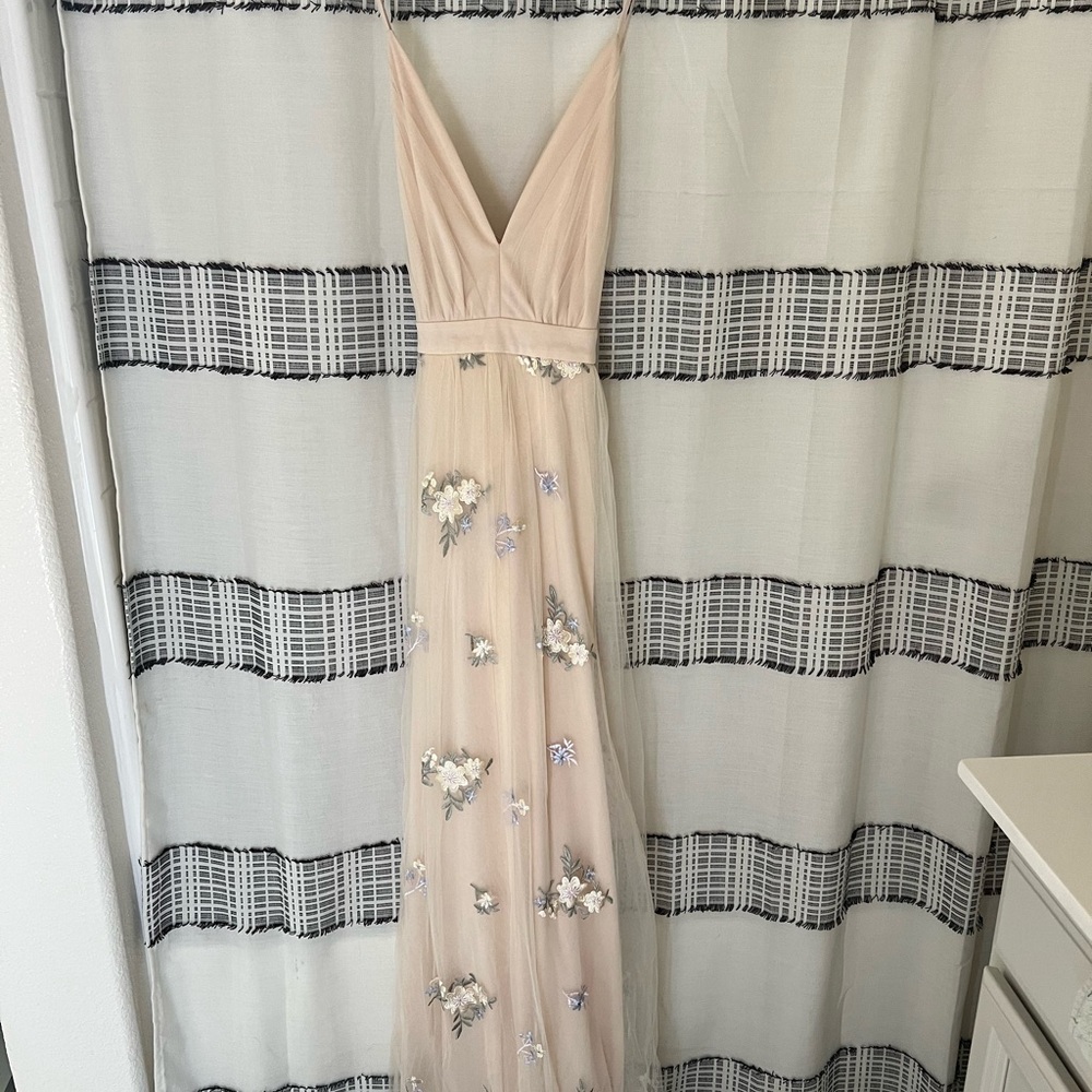 Lulu's Cream Floral Embroidered Maxi Dress